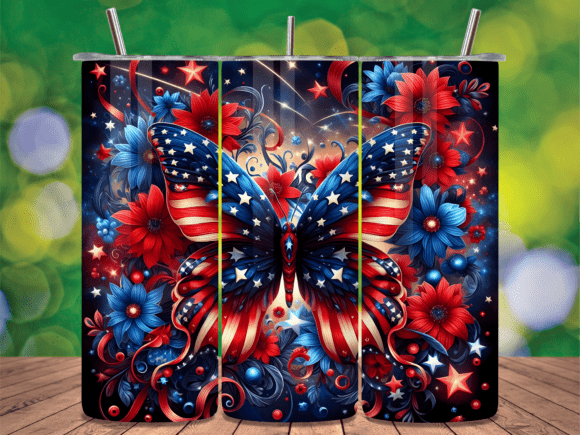 Download Stars and Stripes Floral Tumbler Wrap - Premium Bundle