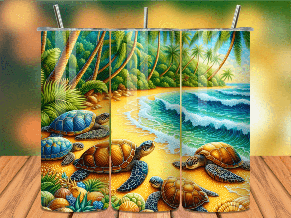 Download Tropical Beach Sea Turtle Tumbler Wrap - Turtle Collection