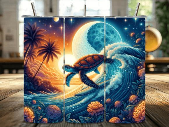 Download Majestic Turtle Sunset Swim Tumbler PNG - Turtle Collection