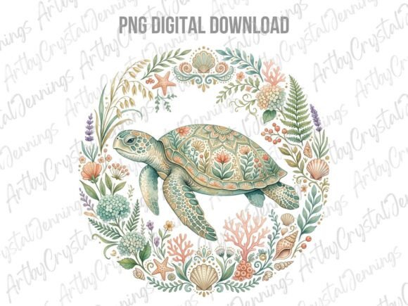 Download Folk Art Sea Turtle Watercolor PNG - Turtle Collection