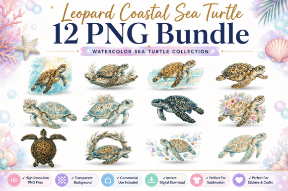 Download Leopard Coastal Sea Turtle PNG Bundle - Turtle Collection