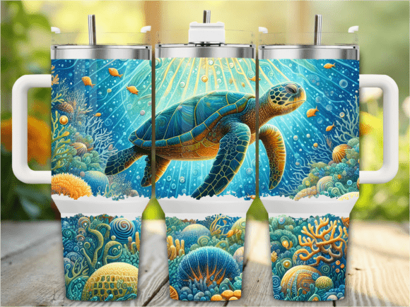 Download Coral Reef Sea Turtle 40oz Tumbler Wrap - Turtle Collection