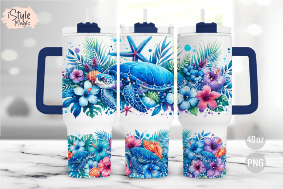 Download Summer Sea Turtle 40oz Tumbler Wrap PNG - Turtle Collection