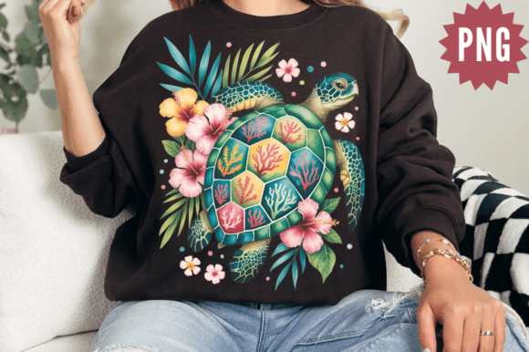 Download Colorful Sea Turtle Tropical PNG Design - Turtle Collection