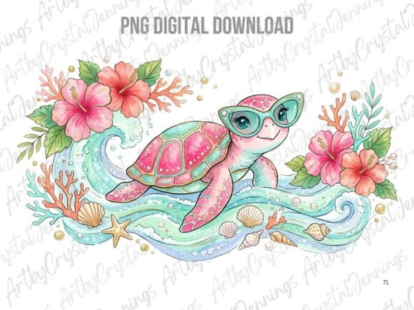 Download Cute Summer Sea Turtle PNG - Turtle Collection