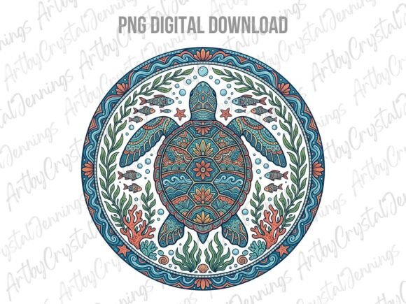 Download Round Ornate Boho Sea Turtle PNG - Turtle Collection