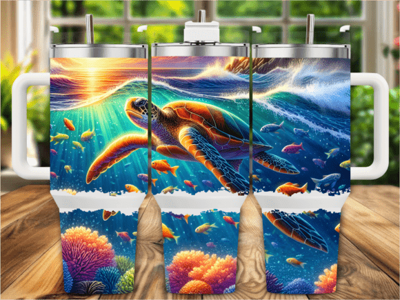Download Ocean Wave Sea Turtle 40oz Tumbler Wrap - Turtle Collection
