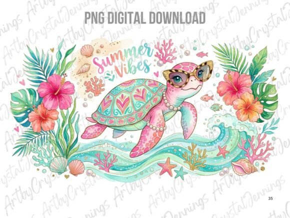 Download Summer Vibes Cute Sea Turtle PNG - Turtle Collection