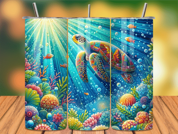 Download Tropical Sea Turtle Coral Tumbler Wrap - Turtle Collection