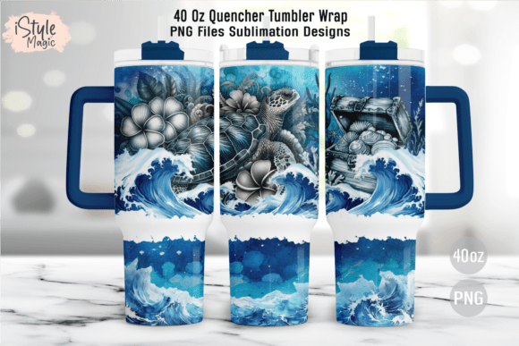 Download Sea Turtle Ocean Wave 40oz Tumbler Wrap - Turtle Collection
