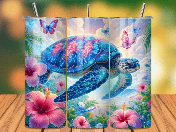 Download Tropical Sea Turtle Floral Tumbler Wrap - Turtle Collection