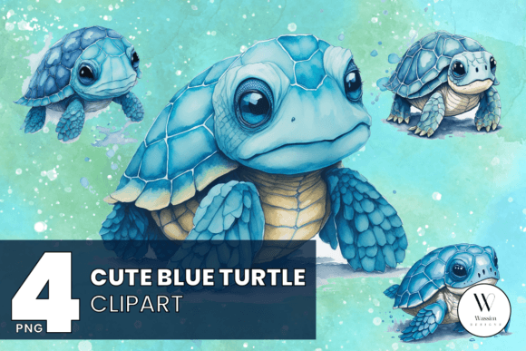 Download Cute Blue Turtle Sublimation Clipart - Turtle Collection