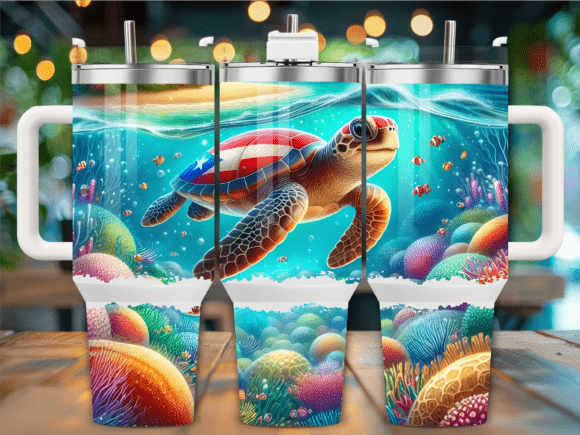Download Puerto Rico Sea Turtle 40oz Tumbler Wrap - Turtle Collection