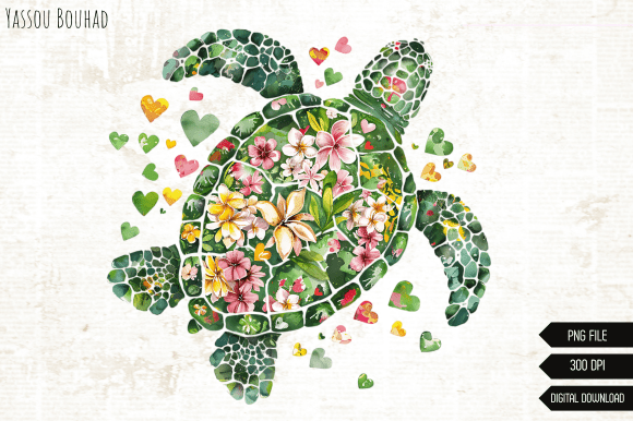 Download Blossom Sea Turtle PNG, Summer PNG - Turtle Collection